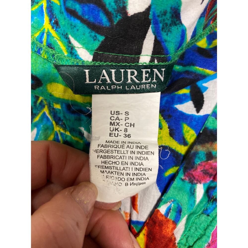Lauren Ralph Lauren Women's Size Small Blue Multi Floral Mini Dress Pockets - Picture 4 of 5